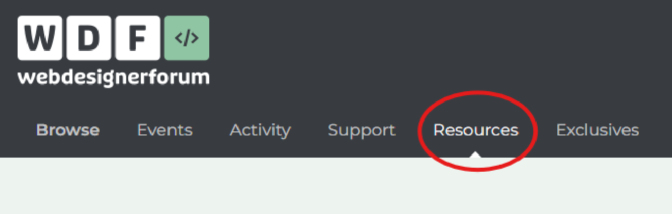 screenshot showing the new Resources tab circled in red